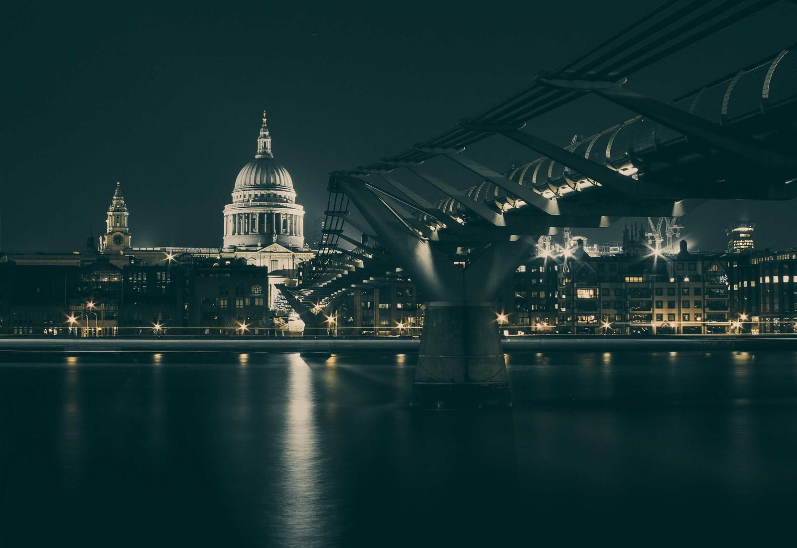 St Paul's Cathedral and the Thames in London at night